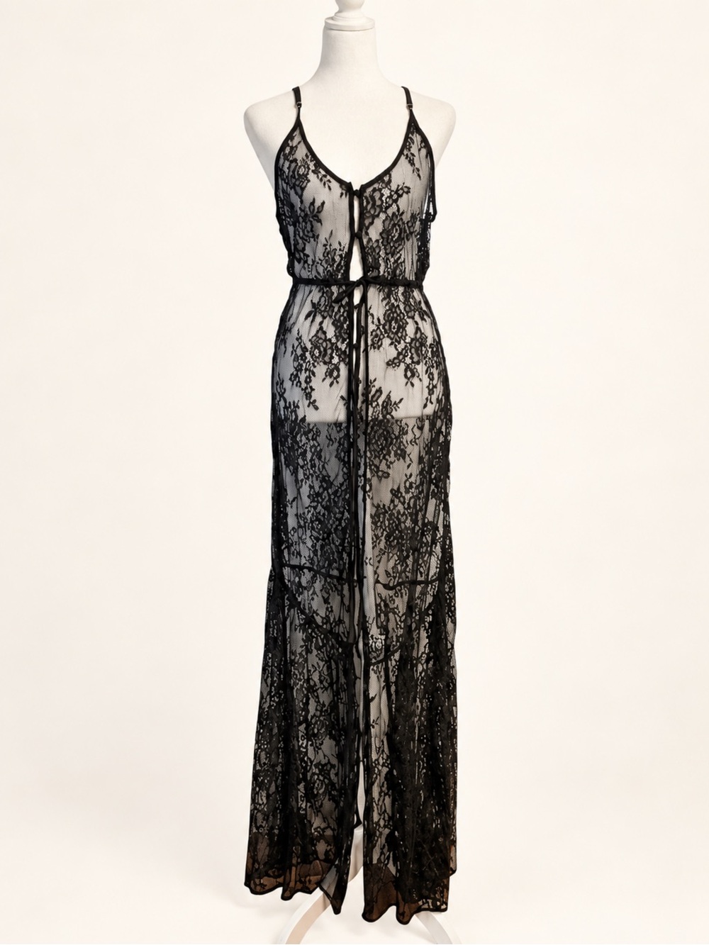 Rat & Boa Black Sheer Floral Lace Maxi Dress M
